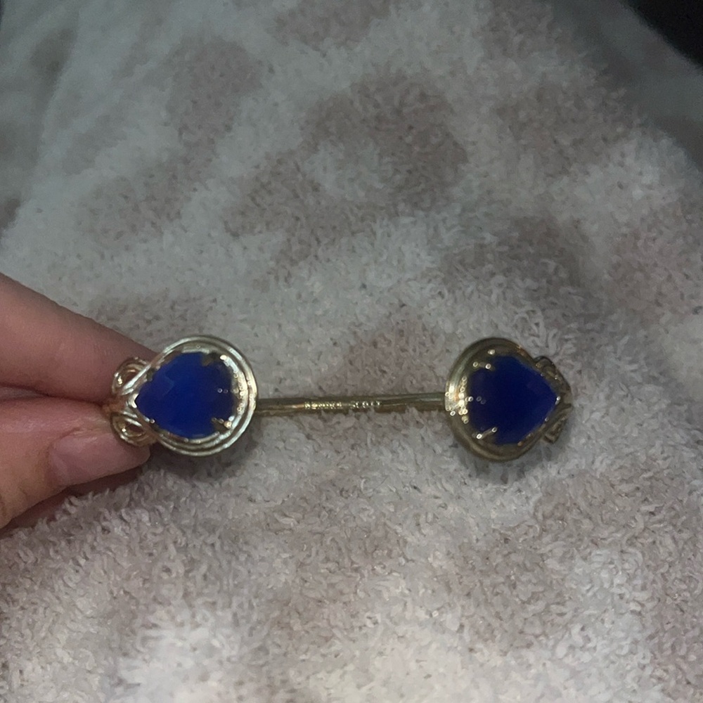 Kendra Scott Andy Gold tone Adjustable Cuff Gold And Royal Blue
